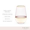 Rose Crystal Stemless Wine Glass by Twine Living® (Set by of 2)