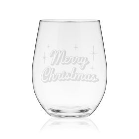 Merry Christmas Stemless Wine Glass