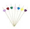 100 Pcs Bamboo Fruit Picks Fancy Cocktail Sticks Appetizer Toothpicks, Heart-1