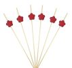 100 Pcs Bamboo Fruit Picks Fancy Cocktail Sticks Appetizer Toothpicks, Flower-2