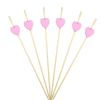 100 Pcs Bamboo Fruit Picks Fancy Cocktail Sticks Appetizer Toothpicks, Heart-7