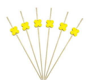 100 Pcs Bamboo Fruit Picks Fancy Cocktail Sticks Appetizer Toothpicks, Flower-4