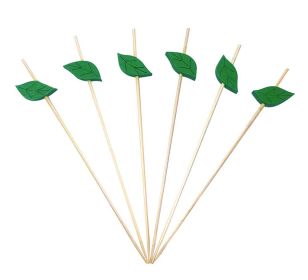 100 Pcs Bamboo Fruit Picks Fancy Cocktail Sticks Appetizer Toothpicks, Leaf