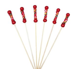 100 Pcs Bamboo Fruit Picks Fancy Cocktail Sticks Appetizer Toothpicks [O]