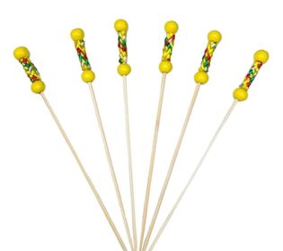 100 Pcs Bamboo Fruit Picks Fancy Cocktail Sticks Appetizer Toothpicks [P]