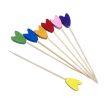 100 Pcs Bamboo Fruit Picks Fancy Cocktail Sticks Appetizer Toothpicks, Heart-4