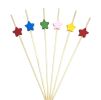 100 Pcs Bamboo Fruit Picks Fancy Cocktail Sticks Appetizer Toothpicks, Star