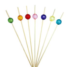 100 Pcs Bamboo Fruit Picks Fancy Cocktail Sticks Appetizer Toothpicks [D]