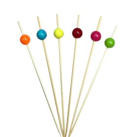 100 Pcs Bamboo Fruit Picks Fancy Cocktail Sticks Appetizer Toothpicks [C]