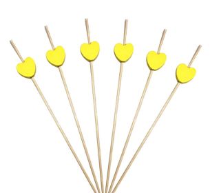 100 Pcs Bamboo Fruit Picks Fancy Cocktail Sticks Appetizer Toothpicks, Heart-6