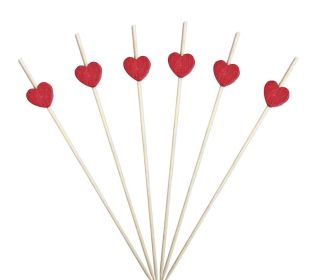 100 Pcs Bamboo Fruit Picks Fancy Cocktail Sticks Appetizer Toothpicks, Heart-5