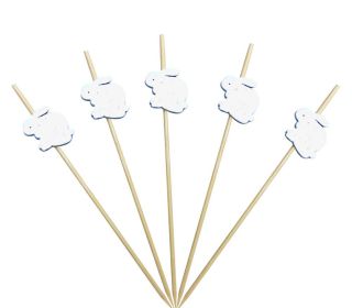 100 Pcs Bamboo Fruit Picks Fancy Cocktail Sticks Appetizer Toothpicks, Rabbit