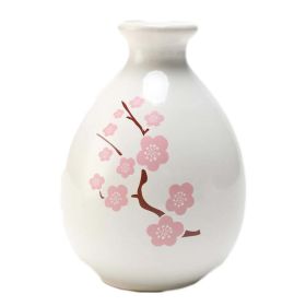 17oz White Ceramic Wine Jar Chinese Style Empty Wine Flask Peach Blossom Wine Bottle Small Flagon