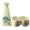 5 Pcs Japanese Style Sake Set Ceramic Wine Cup Set,Chrysanthemum