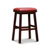 30" Bar Stool; Espresso Finish; Burgundy Leather Seat