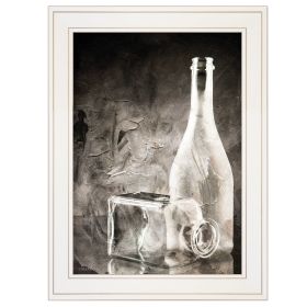 "Moody Gray Glassware" Still Life by Bluebird Barn; Ready to Hang Framed Print; White Frame