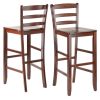 Benjamin 2-PC Ladder Back 30" Bar Stool Set Antique Walnut