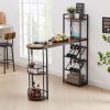 Bar table with bottle holder and glass holder;  multifunctional high bar table;  can hold 8 bottles of wine and 9 glasses;  with side storage.