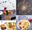 100 Pcs Bamboo Fruit Picks Fancy Cocktail Sticks Appetizer Toothpicks [G]