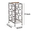 17 Inch Industrial Wine Rack Holder; Rectangular Iron Frame; 6 Bottle Storage; Gunmetal Gray