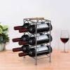 17 Inch Industrial Wine Rack Holder; Rectangular Iron Frame; 6 Bottle Storage; Gunmetal Gray