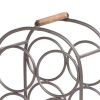 20 Inch Industrial Wine Rack Holder; Arched Iron Frame; 6 Bottle Storage; Gunmetal Gray