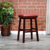 30" Bar Stool; Espresso Finish; Burgundy Leather Seat