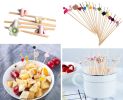 100 Pcs Bamboo Fruit Picks Fancy Cocktail Sticks Appetizer Toothpicks, Flower-1