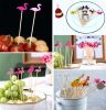 100 Pcs Bamboo Fruit Picks Fancy Cocktail Sticks Appetizer Toothpicks, Pink