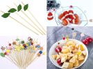 100 Pcs Bamboo Fruit Picks Fancy Cocktail Sticks Appetizer Toothpicks, Leaf