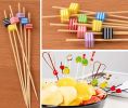 100 Pcs Bamboo Fruit Picks Fancy Cocktail Sticks Appetizer Toothpicks [I]