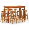 9 Piece Patio Bar Set Solid Wood Acacia