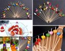 100 Pcs Bamboo Fruit Picks Fancy Cocktail Sticks Appetizer Toothpicks, Heart-1