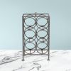 17 Inch Industrial Wine Rack Holder; Rectangular Iron Frame; 6 Bottle Storage; Gunmetal Gray