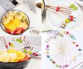 100 Pcs Bamboo Fruit Picks Fancy Cocktail Sticks Appetizer Toothpicks [Fruit-1]