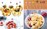 100 Pcs Bamboo Fruit Picks Fancy Cocktail Sticks Appetizer Toothpicks [A]