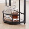 Bar table with bottle holder and glass holder;  multifunctional high bar table;  can hold 8 bottles of wine and 9 glasses;  with side storage.