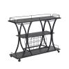 Industrial Bar Cart Kitchen Bar&Serving Cart for Home with Wheels 3 -Tier Storage Shelves