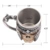 1pc Skull Knight Mug; Stainless Steel Viking Skull Mug; Creative Skeleton Beer Mug; Metal Skull Coffee Mug; Funny Gift; Home Kitchen Supplies