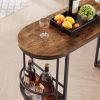 Bar table with bottle holder and glass holder;  multifunctional high bar table;  can hold 8 bottles of wine and 9 glasses;  with side storage.