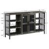 JHX Industrial Wine Bar Cabinet; Liquor Storage Credenza; Sideboard with Wine Racks & Stemware Holder (Dark Grey; 55.12''w x 13.78''d x 30.31' ' h)