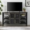 JHX Industrial Wine Bar Cabinet; Liquor Storage Credenza; Sideboard with Wine Racks & Stemware Holder (Dark Grey; 55.12''w x 13.78''d x 30.31' ' h)