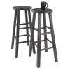 Element 2-Pc Square Leg Bar Stool Set; Oyster Gray