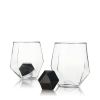 4-Piece Faceted Tumbler & Hexagonal Basalt Stone Set by Visk