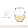 Gilded Stemless Wine Glass Set by Twine