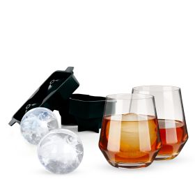 Whiskey Glass and Sphere Ice Tray Set by True