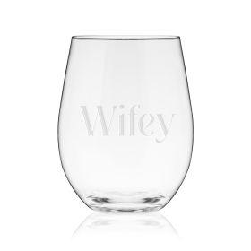 Wifey Serif Stemless Wine Glass