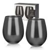 Gunmetal Stemless Wine Glasses by Viski®