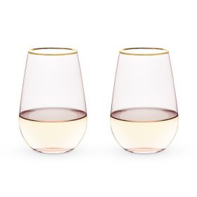 Rose Crystal Stemless Wine Glass by Twine Living® (Set by of 2)