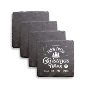 Fresh Farm Christmas Slate Coasters S/4